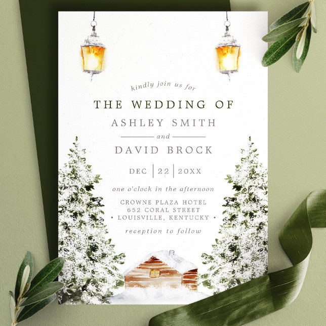 Winter Rustikale Hüttenschneedecke Hochzeit Einladung (Von Creator hochgeladen)