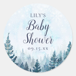 Winter Rustikale Pine Tree Forest Baby Dusche Runder Aufkleber