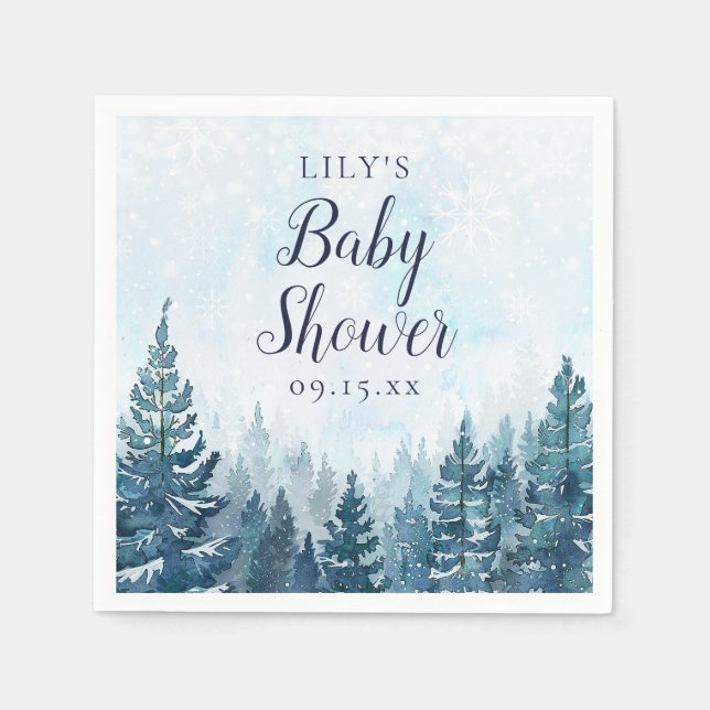 Winter Rustikale Pine Tree Forest Baby Dusche Serviette (Vorderseite)