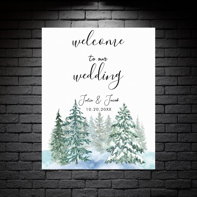 Winter Rustikale Pine Trees Lantern Botanische Hoc Poster (Winter Rustic Pine Trees Lantern Botanical Wedding Party Supplies)