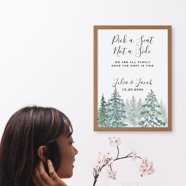 Winter Rustikale Pine Trees Lantern Botanische Hoc Poster (Winter Rustic Pine Trees Lantern Botanical Wedding Party Supplies)