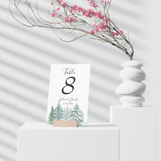 Winter Rustikale Pine Trees Lantern Botanische Hoc Tischnummer