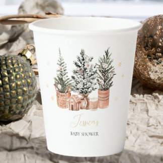 Winter Rustikale Weihnachtsbaumen Kinderdusche Pappbecher