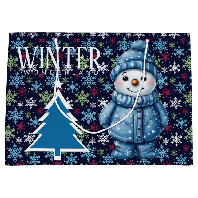 Winter Saison Snowman Große Geschenktüte (Vorderseite)