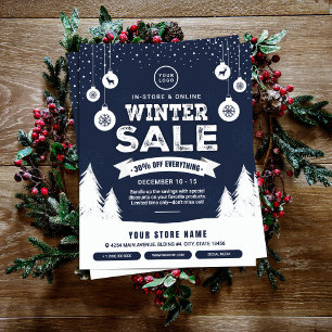 Winter Sale Einzelhandelswerbung Blau & Weiß Flyer