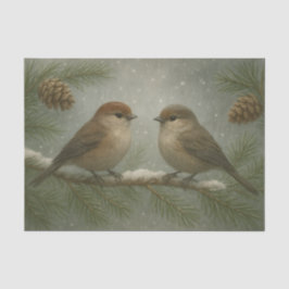 Winter-Sangvögel auf einem schneebedeckten Ast Seidenpapier