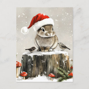Winter Santa Bunny Wonderland Feiertagspostkarte