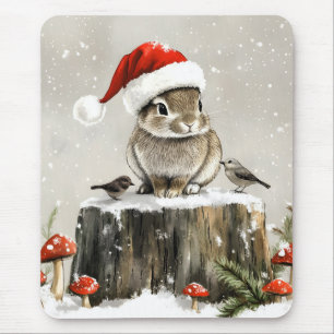 Winter Santa Bunny Wonderland Mousepad