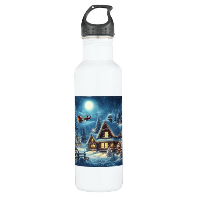 Winter/Santa/Weihnachten/Schnee Edelstahlflasche (Vorderseite)