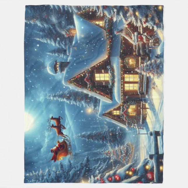 Winter/Santa/Weihnachten/Schnee Fleecedecke (Vorderseite)