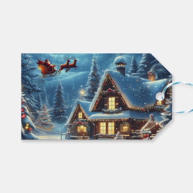 Winter/Santa/Weihnachten/Schnee Geschenkanhänger (Vorderseite (Horizontal))