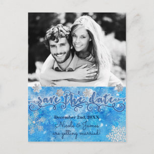Winter SAVE THE DATE Foto Hochzeitspostkarte Ankündigungspostkarte