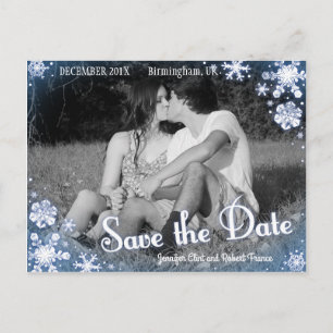 Winter Save the Date Postcard Snowflake Custom Ankündigungspostkarte