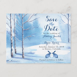 Winter Save the Date Wedding Baum-Kaninchen