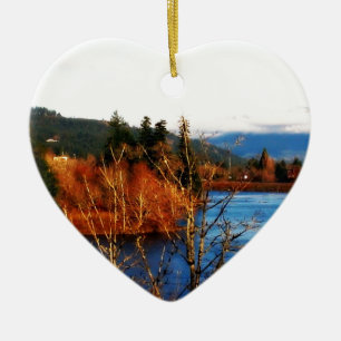 Winter Scene Columbia Gorge Keramikornament