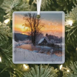 Winter scene custom Christmas Holiday Ornament Aus Metall