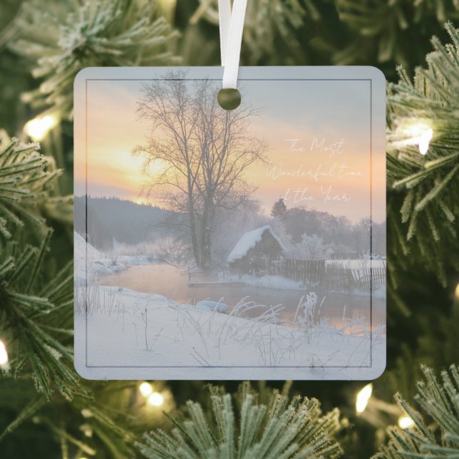 Winter scene custom Christmas Holiday Ornament Aus Metall (InSitu)