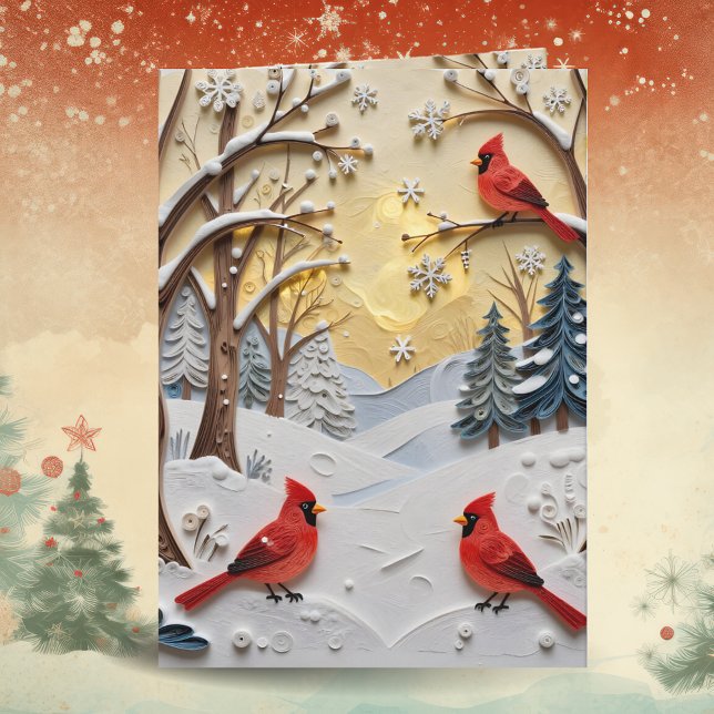 Winter Scene | Enchanted Forest & Cardinals Karte (Von Creator hochgeladen)