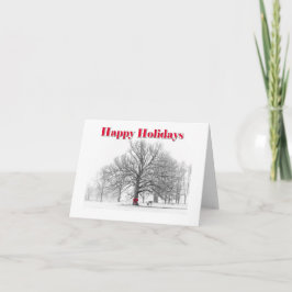 Winter Scene Holiday Card Red Bow (geklappt) Feiertagskarte