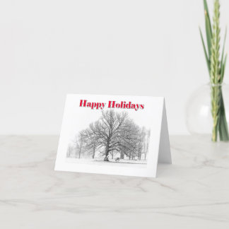 Winter Scene Holiday Card White Bow (geklappt) Feiertagskarte