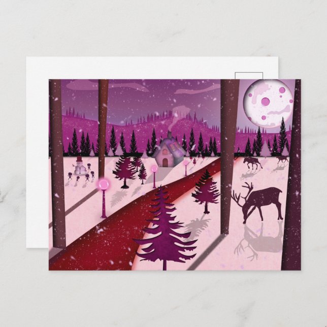 Winter Scene Holiday Postcard Postkarte (Vorne/Hinten)