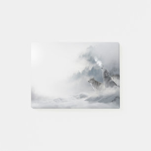 Winter Scene Howling Wolf und Mate Post-it Klebezettel