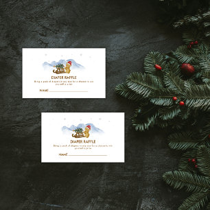 Winter-Schlitten-Bär-Windel-Raffle-Baby-Party Begleitkarte