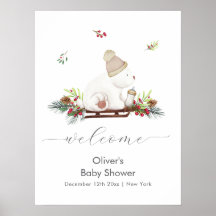 Winter-Schlitten-Eisbär-Baby-Shower-Willkommen 