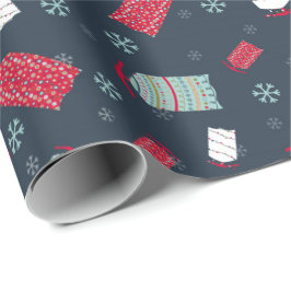 Winter-Schlitten und Schneeflocken Weihnachten und Geschenkpapier