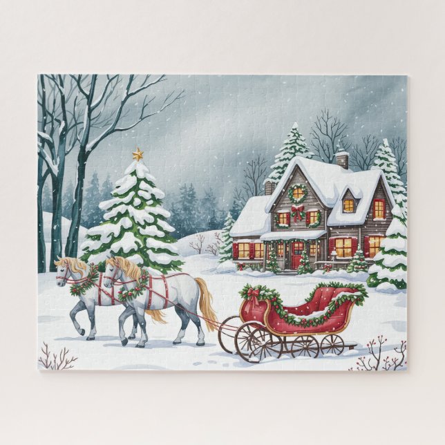 Winter-Schlittenfahrt Puzzle (Horizontal)