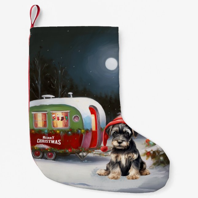 Winter Schnauzer Caravan Weihnachtsabenteuer Kleiner Weihnachtsstrumpf (Vorderseite)