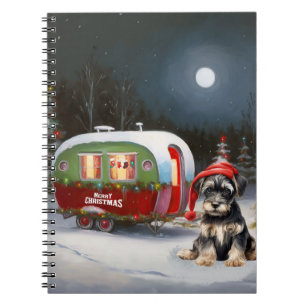 Winter Schnauzer Caravan Weihnachtsabenteuer Notizblock