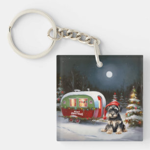 Winter Schnauzer Caravan Weihnachtsabenteuer Schlüsselanhänger