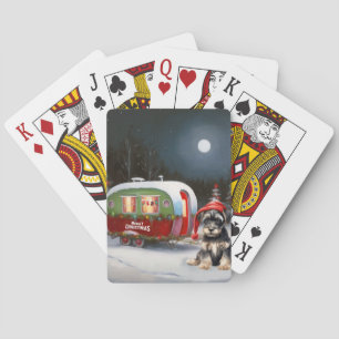 Winter Schnauzer Caravan Weihnachtsabenteuer Spielkarten