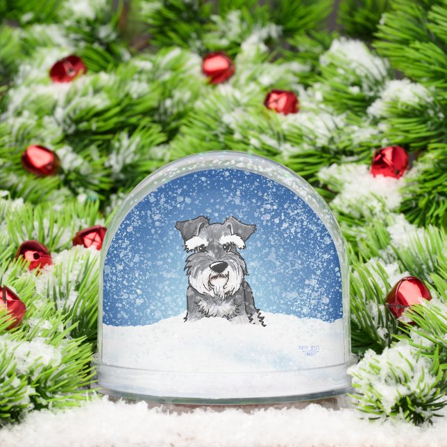 Winter Schnauzer Christmas Art Schneekugeln (Weihnachten)