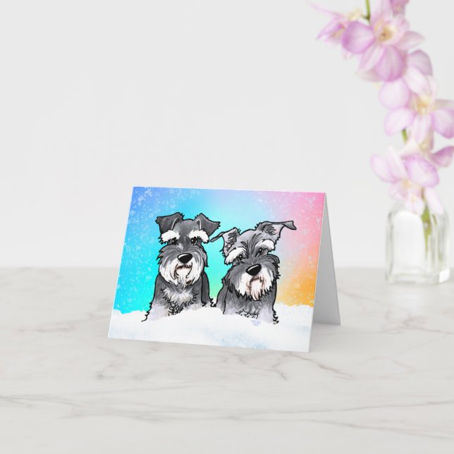 Winter Schnauzer Leere Karte (Orchidee)