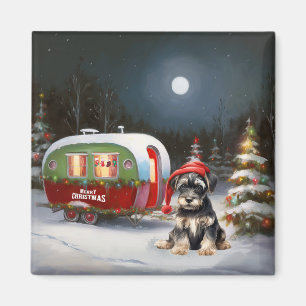 Winter-Schnauzer-Wohnwagen-Weihnachtsabenteuer Magnet