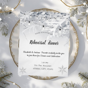 Winter-Schnee-Äste Hochzeitsprobedinner Einladung