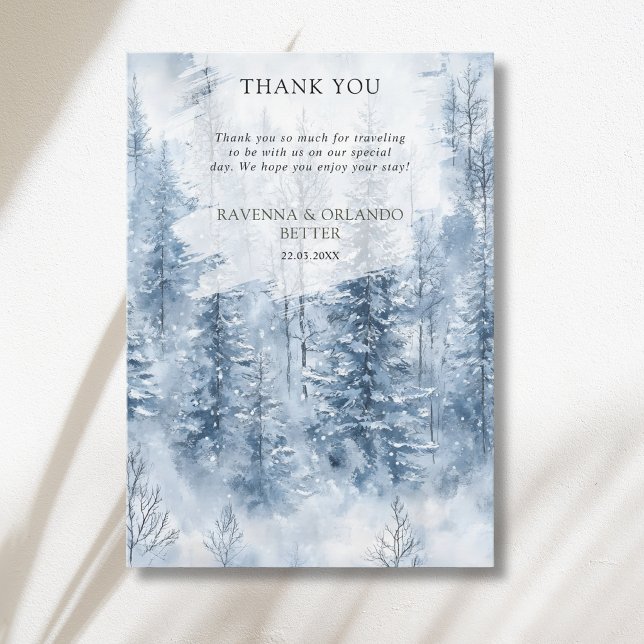 Winter-Schnee-Baum-Wald-Hochzeit-Dankeskarten Ankündigung (Von Creator hochgeladen)