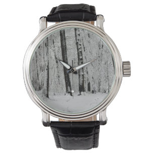 Winter-Schnee-Bäume - - Armbanduhr