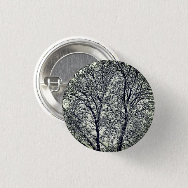 Winter-Schnee-Baumzweige-Fotografie Pin-Button Button (Vorne & Hinten)