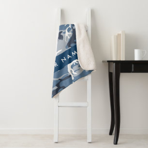 Winter-Schnee-Blau-Tarnung Ihren Namen personalisi Sherpadecke