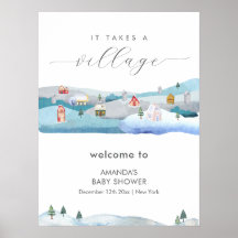 Winter-Schnee Es braucht ein Dorf Baby Shower Will