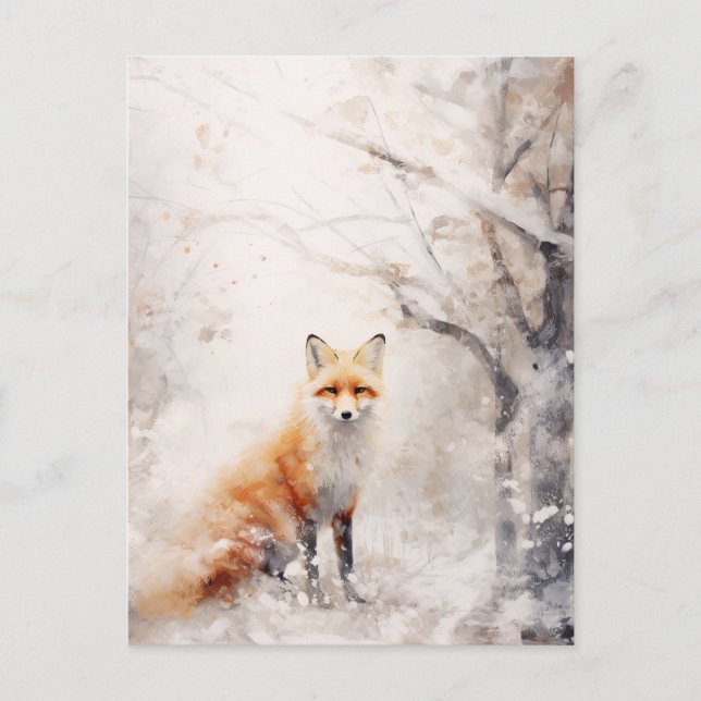 Winter-Schnee-Fuchs-Postkarte Postkarte (Vorderseite)