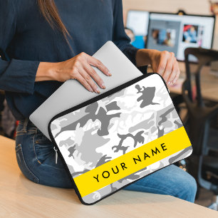 Winter-Schnee-Grau-Tarnung Ihr Name Personalisiere Laptopschutzhülle
