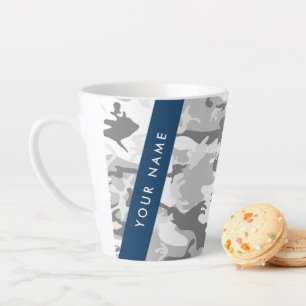 Winter-Schnee-Grau-Tarnung Ihren Namen personalisi Milchtasse