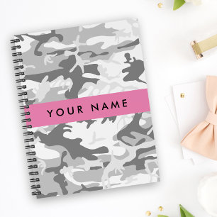 Winter-Schnee-Grau-Tarnung Ihren Namen personalisi Notizbuch