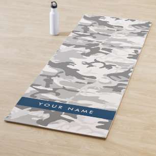 Winter-Schnee-Grau-Tarnung Name personalisieren Yogamatte