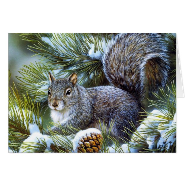 Winter-Schnee-… graues (graues) Eichhörnchen (Vorderseite (Horizontal))