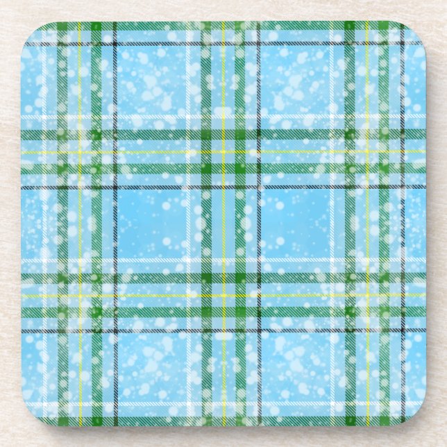 Winter-Schnee-Karodesign  Getränkeuntersetzer (Vorderseite)